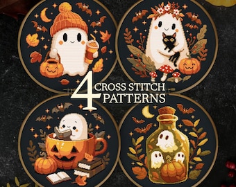 Ghost Cross Stitch Pattern bundle, Halloween Cross Stitch Patterns, Halloween bundle x stitch, Cute Ghost bundle Cross stitch pattern, PDF