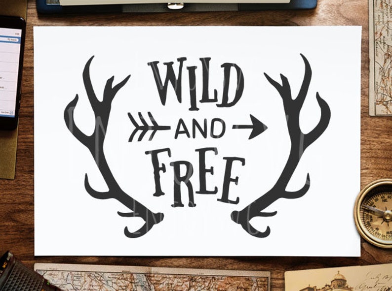 Wild and Free SVG Files Wild and Free Svg Cut file Baby Svg Horn svg file Baby SVG file Horn svg Silhouette Cricut Svg Baby file T-shirt Svg zdjęcie 1