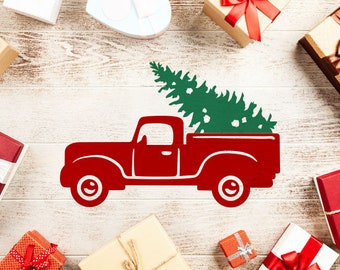 Christmas Svg Christmas truck SVG Christmas Red Truck svg Christmas tree svg Merry Christmas svg Red Truck svg Truck Cut File Silhouette