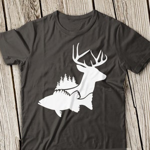 Fish and deer svg, Fish SVG, Whitetail deer svg, Fish and deer svg file, Hunting svg, Fishing SVG, Cut Files, Forest svg Wood svg Silhouette image 2