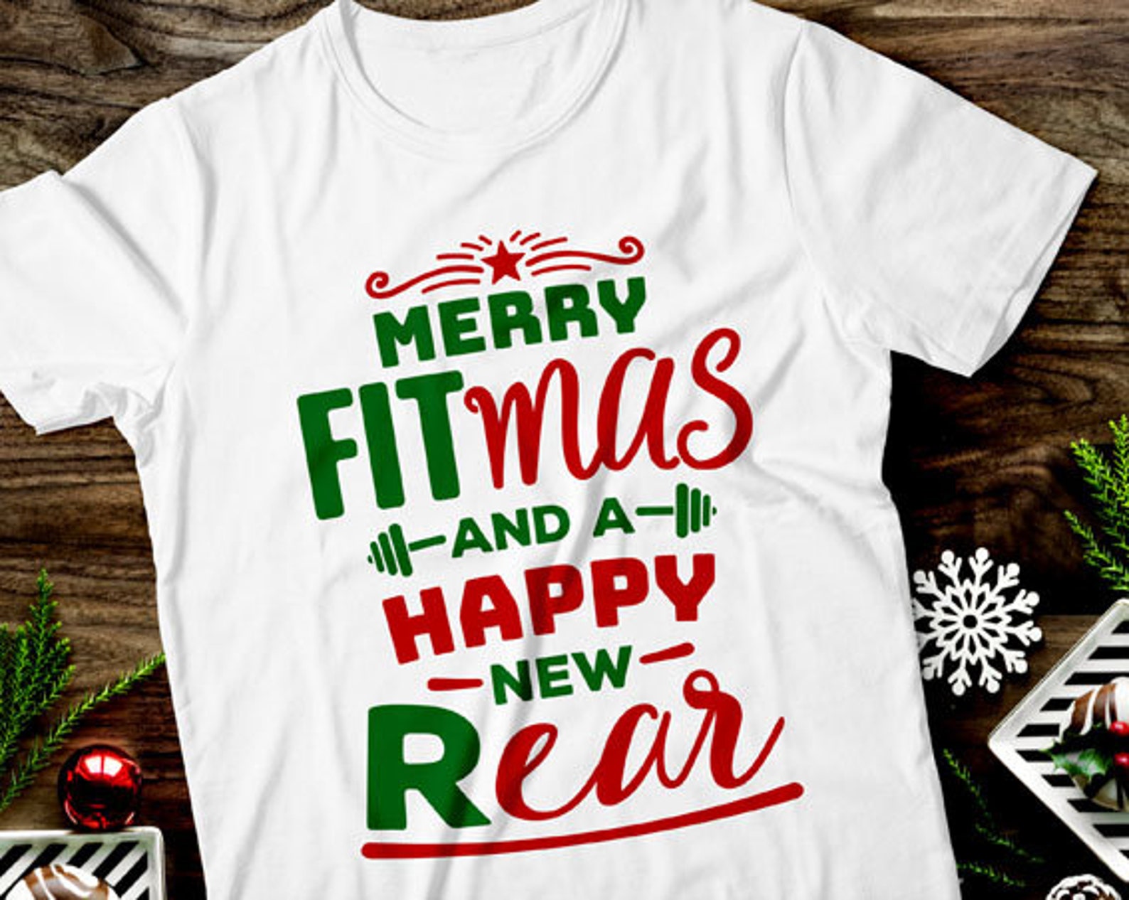 Merry fitmas and a happy new rear svg merry fitmas svg  etsy