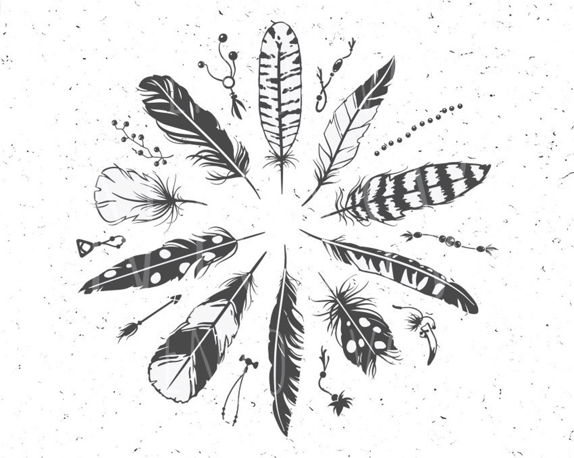 Boho Feathers SVG Boho Feathers SVG File Boho Svg Feather SVG Etsy