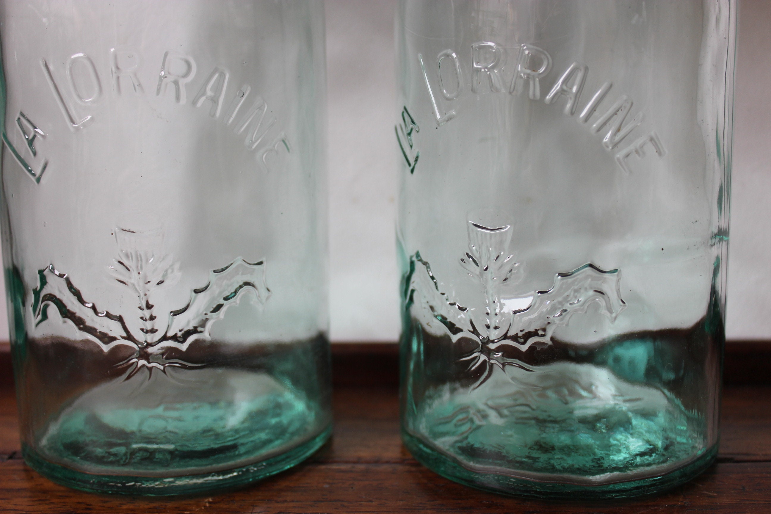 Ancien bocal en verre vert LA LORRAINE – Les trouvailles de Romane