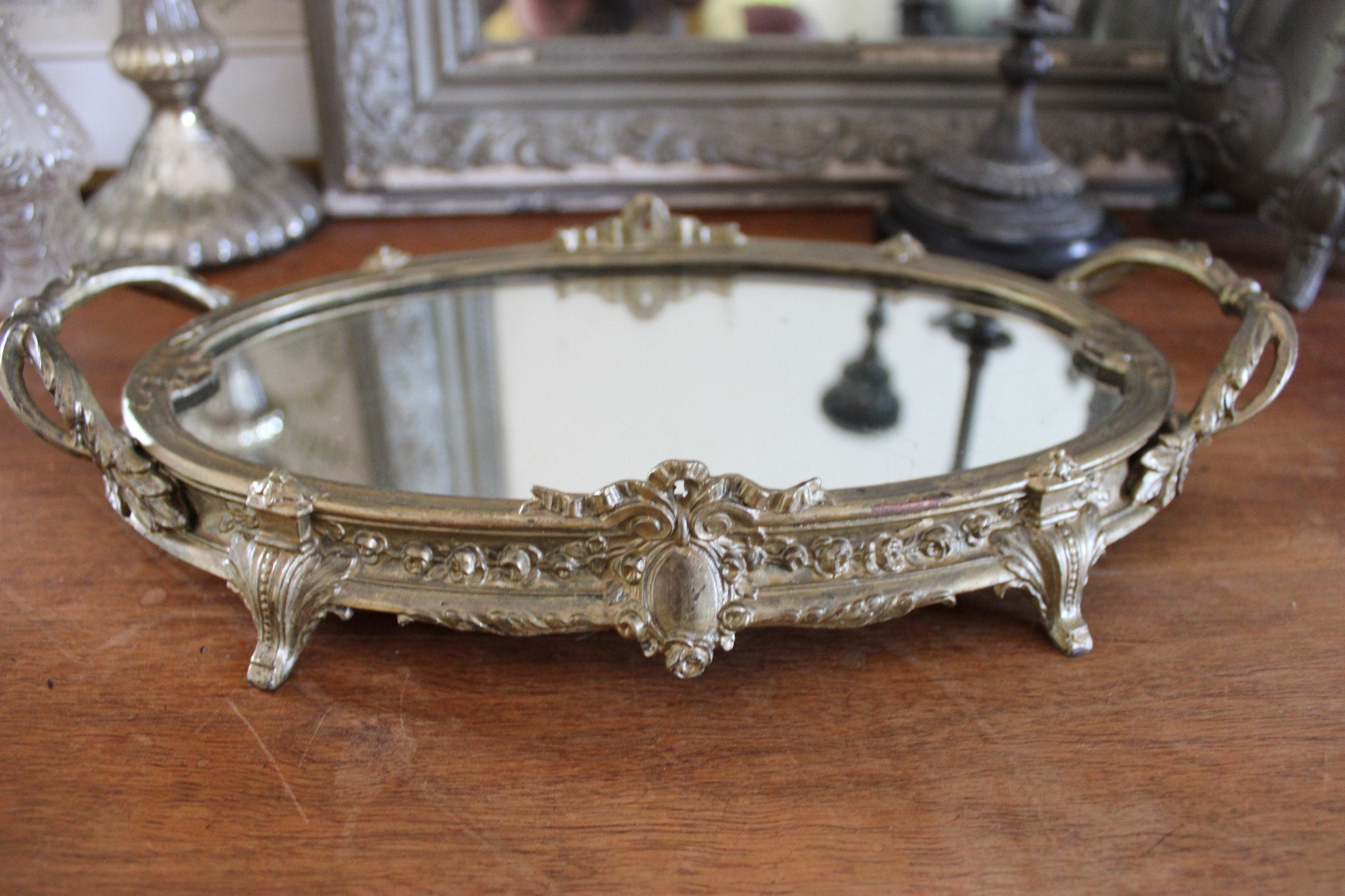 Ancien Centre de Table Miroir