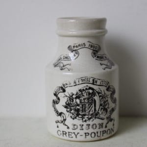 Ancien petit pot à moutarde Estampillé Sarreguemines &quot;GREY POUPON DIJON
