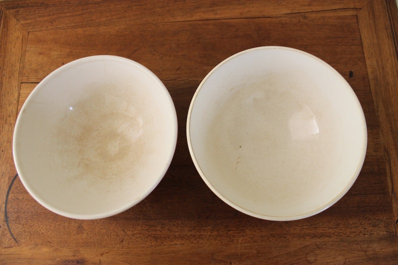 2 vintage pink and brownorange faceted bowls