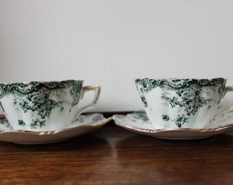 2anciennes tasses et soucoupes TOSCANE antique anglaise