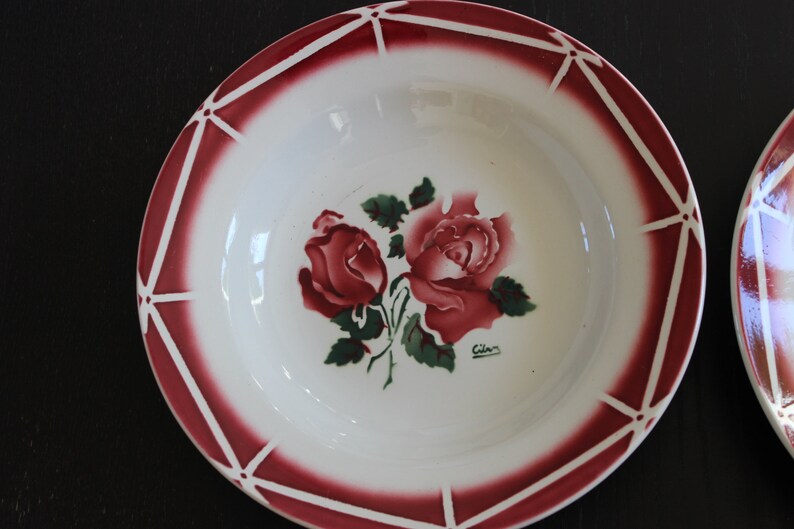 2 plates Digoin /& Sarreguemines soup model Cibon