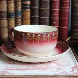 Ancienne tasse et soucoupe Choisy le roi terre de fer