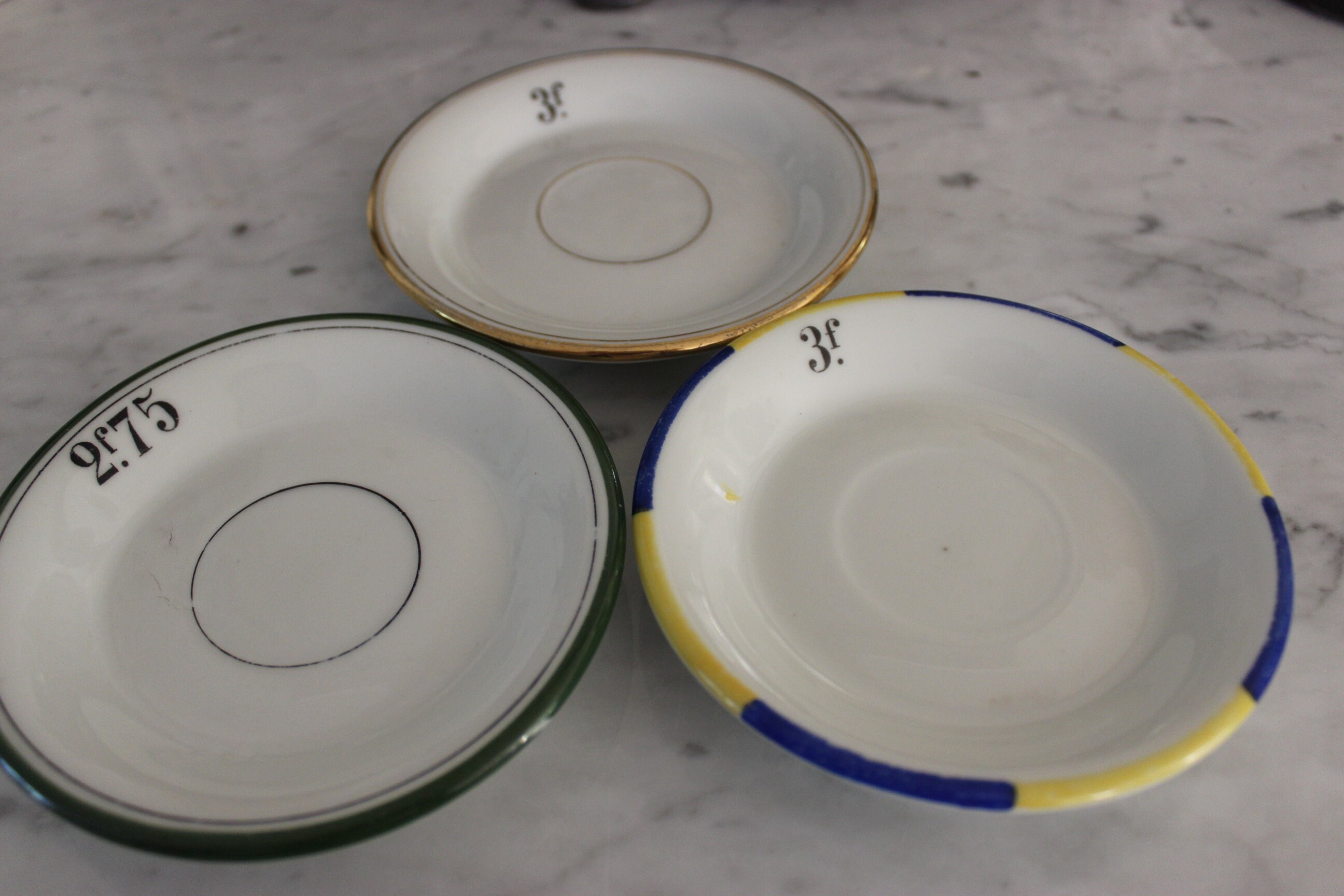 3 Coupelles Assiettes Bistrot Ramasse-Monnaie Année 1950