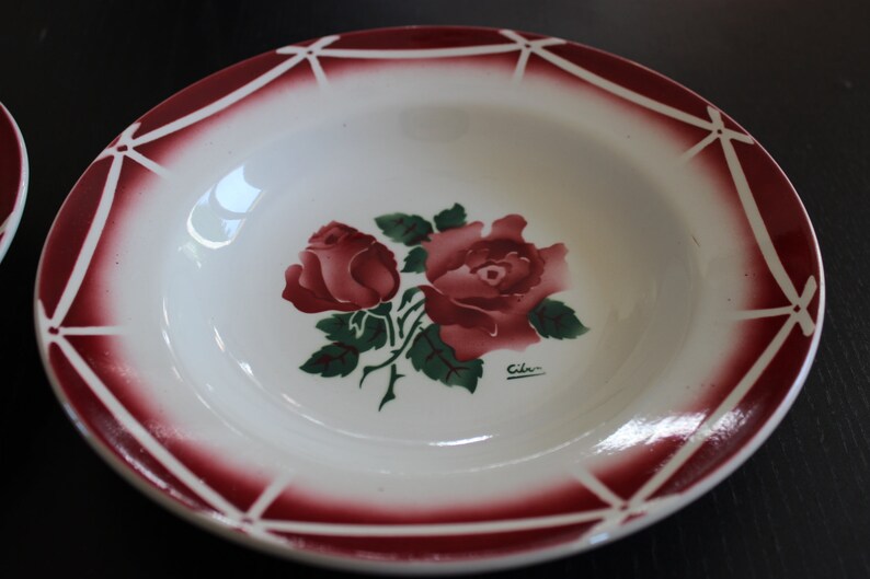 2 plates Digoin /& Sarreguemines soup model Cibon