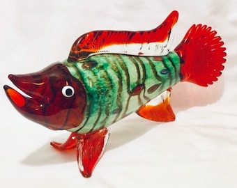 2 Koi Fish Murano Japaneses Art 22k Hand Blown Glass Pair Of Aquarium Figurine