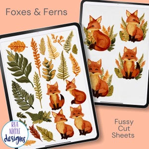 Coupes forestières difficiles : renards et fougères - fichiers imprimables, scrapbooking et fournitures créatives