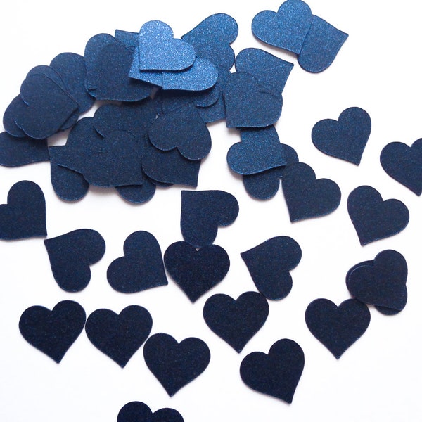 Dark Blue Confetti Hearts Wedding Table Confetti Pearlescent Midnight Blue Small Die Cut Hearts 215 Piece Heart Embellishment