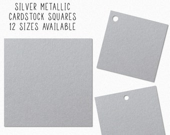 Silver Die Cut Squares Metallic Cardstock Square Tags Silver Paper Squares Choose Size, Style Set of 40 Shimmer Silver Square Die Cuts