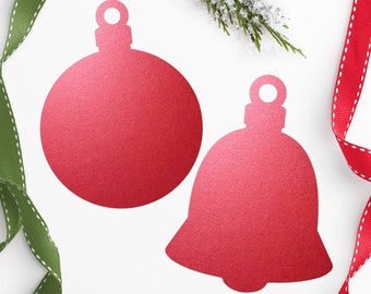 Die Cut Red Bells Christmas Ornament Tags Pearlescent Red Paper Bells Set 16 Christmas Paper Craft Supply Bell Die Cuts