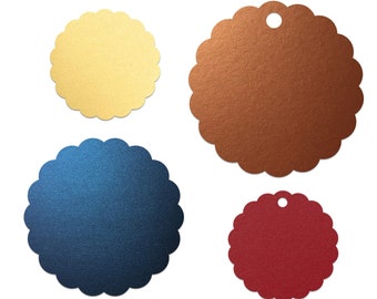 Scalloped Circle Die Cuts Pearlescent Cardstock Circle Tags Scalloped Circle Cut Outs Choose Size, Color 40 Scallop Paper Circles
