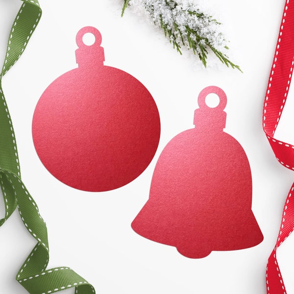 Die Cut Red Bells Ornement de Noël Tags Cloches en papier rouge nacré Set 16 Christmas Paper Craft Supply Bell Die Cuts