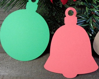 Blank Christmas Tags Holiday Die Cuts Christmas Bell Gift Tags Paper Bells Set of 16 Die Cut Ornaments Christmas Paper Craft