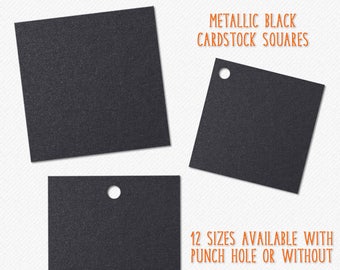 Black Die Cut Squares Shimmer Paper Squares Black Tags Choose Size Set of 40 Paper Craft Onyx Square Cut Outs