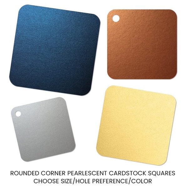 Rounded Corner Square Die Cuts Shimmer Cardstock Square Tag Cardmaking Supplies Choose Size, Color Set of 40 Round Corner Paper Squares