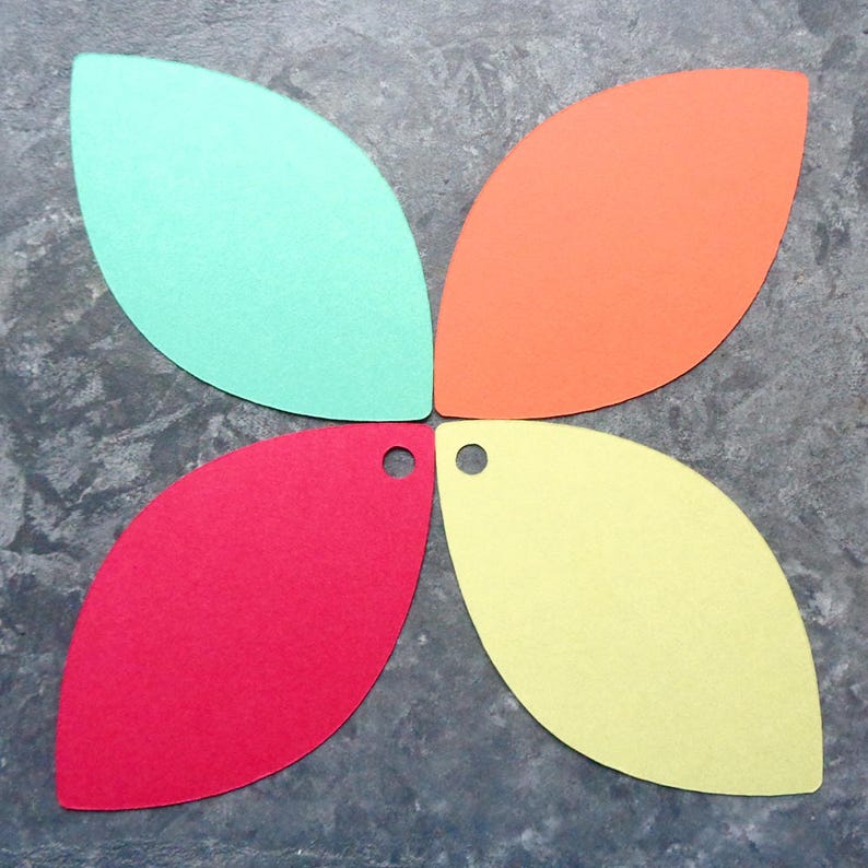 Die Cut Leaves Paper Leaf Tags Pointed Oval Die Cuts Set of 20 Etsy
