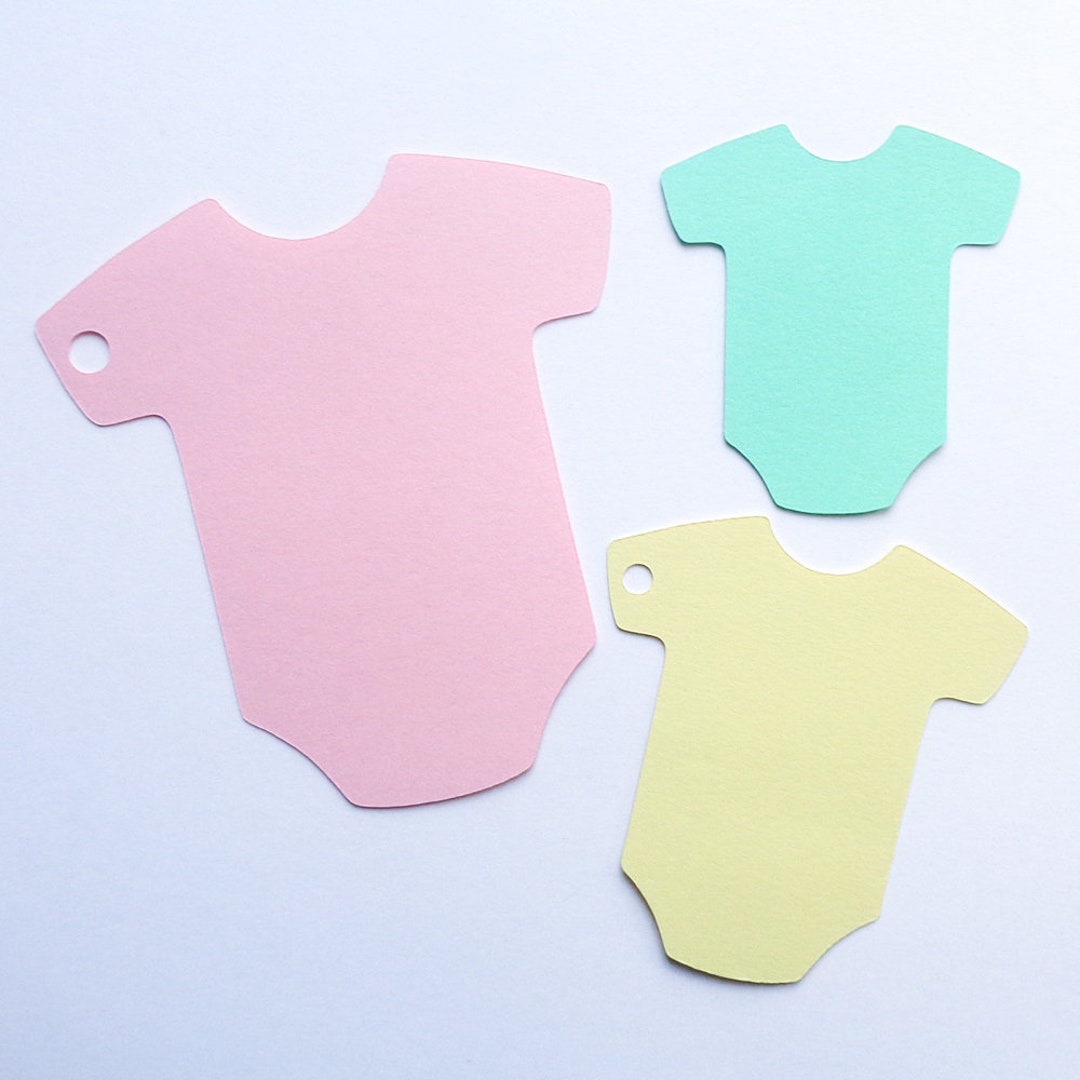 Romper Baby Shower Tags Die Cut Onesies Choose Size 40 Blank Onesie Die