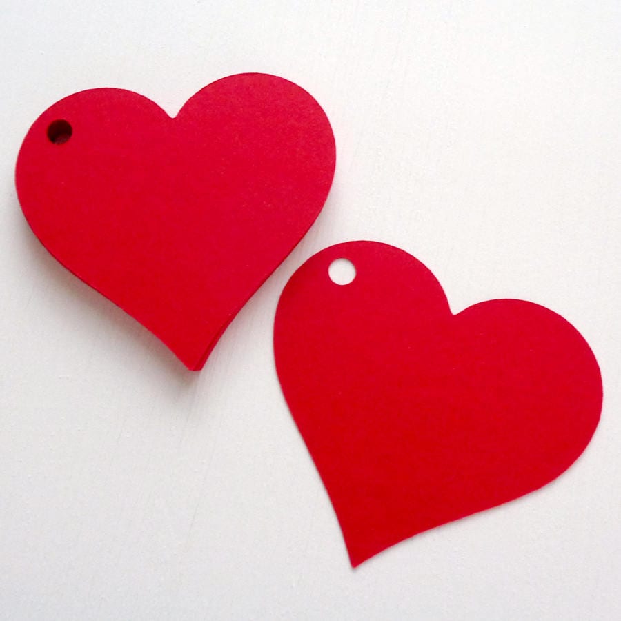 Unique Red Heart Paper Cutouts-5 | 10 Pcs, 5 x 4.5