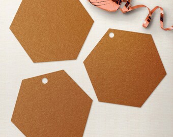 Copper Hexagon Die Cuts Cardstock Hexagon Shaped Tags Set of 40 Paper Hexagons Copper Hexagon Cut Outs Copper Wedding Place Cards