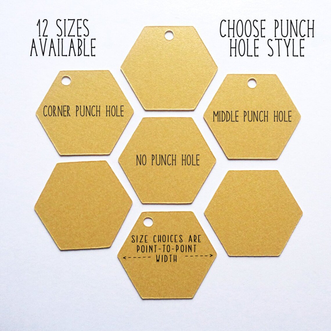 Yellow Gold Hexagon Tags Metallic Die Cut Hexagon Shaped Tag Etsy
