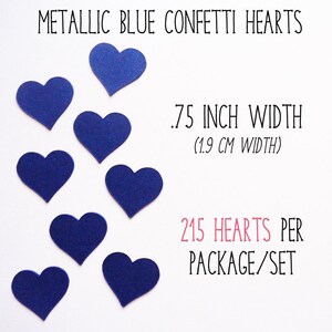 Blue Confetti Hearts Wedding Table Decor Dark Blue Tiny Heart Die Cuts Package of 215 Heart Shaped Confetti Small Papercraft Hearts image 3