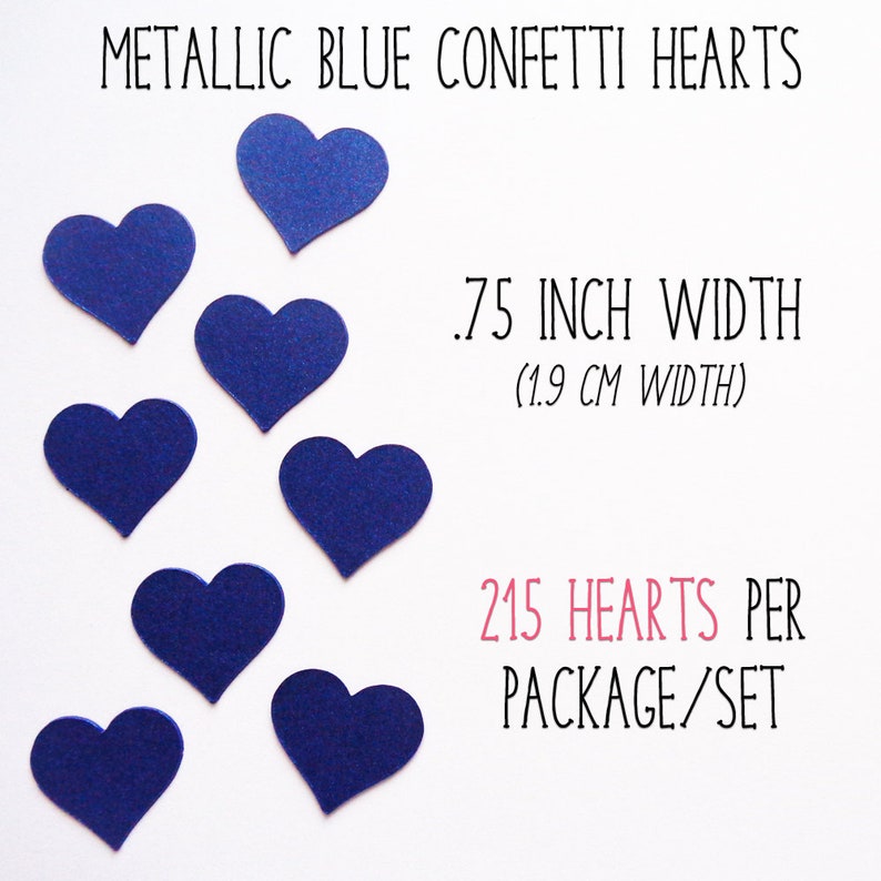 Blue Confetti Hearts Wedding Table Decor Dark Blue Tiny Heart Die Cuts Package of 215 Heart Shaped Confetti Small Papercraft Hearts image 3