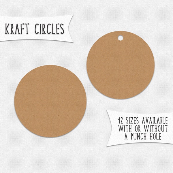 Brown Kraft Cardstock Circle Tags Die Cut Kraft Circles Choose Size Kraft Paper Circles Set of 40 Blank Circle Kraft Tag