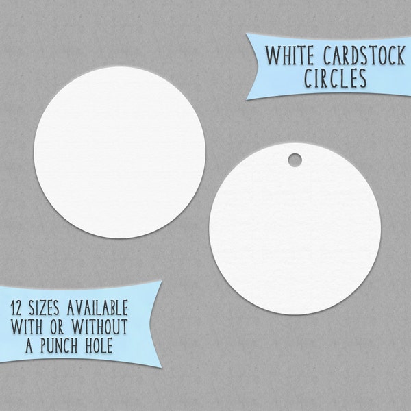 White Cardstock Circle Tags White Paper Circles Cardstock Circle Die Cuts Set of 40 Circle Cutouts Choose Size White Die Cut Circles