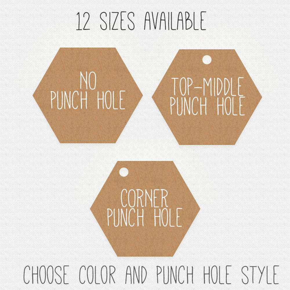Kraft Hexagon Tags Die Cut Hexagons Blank Kraft Tags Choose Etsy