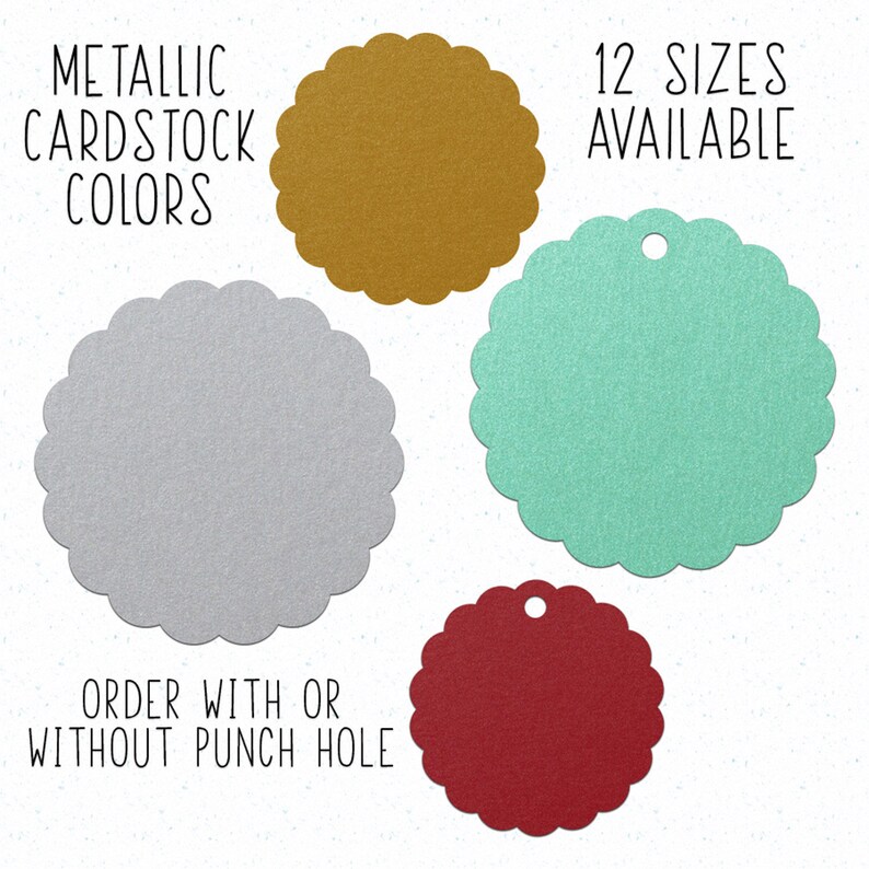 Scalloped Circle Die Cuts Metallic Cardstock Circle Tags Etsy
