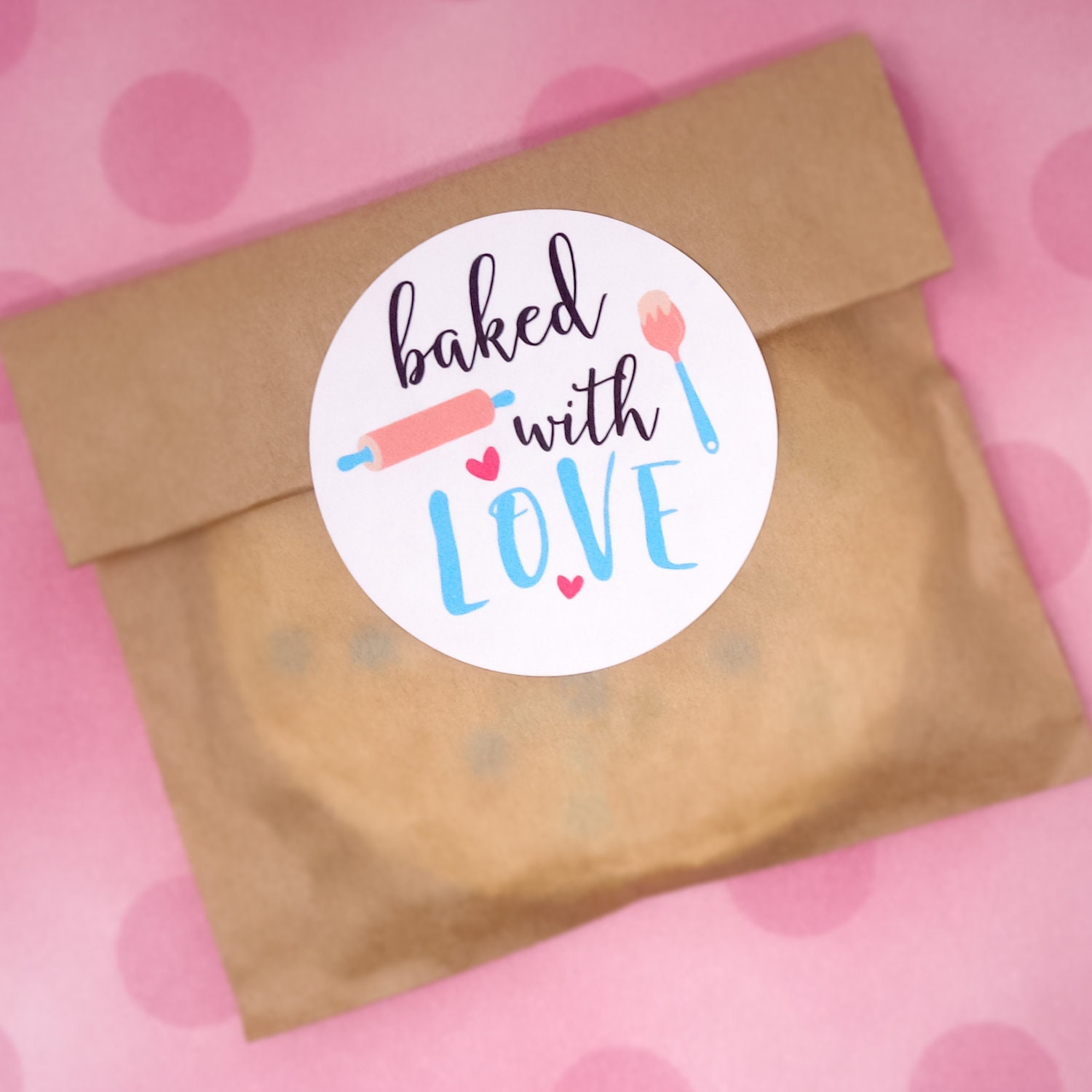Printable Baked With Love Stickers Cookie Labels Baked With | Etsy