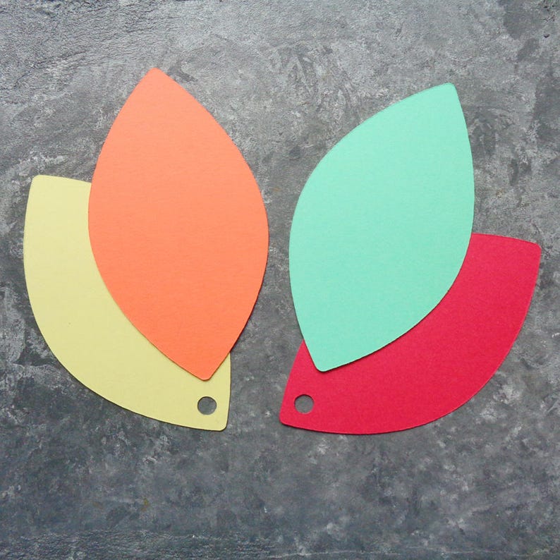 Die Cut Leaves Paper Leaf Tags Pointed Oval Die Cuts Set of 20 Etsy