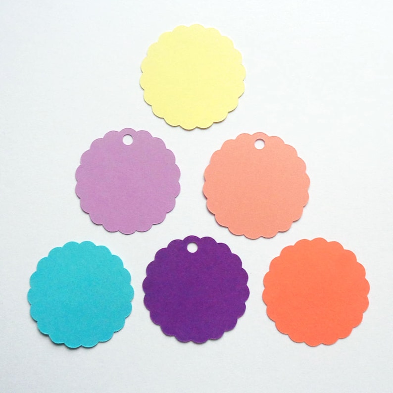 Cardstock Circle Die Cut Scalloped Circles Choose Size Color Etsy