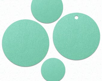 Aqua Paper Circles Cyan Pearlescent Cardstock Circle Die Cuts Set of 40 Blank Aqua Green Tags Choose Size Sea Green Circle Cut Outs