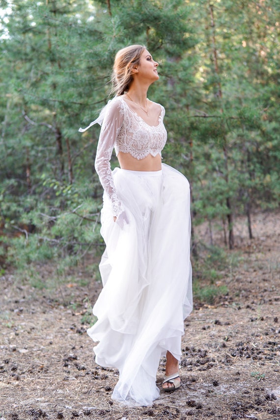 Abito da sposa separato Abito da sposa Crop top Top e gonna | Etsy Italia