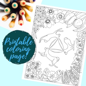 Three Hares Spring Equinox - Ostara - Printable coloring page PDF