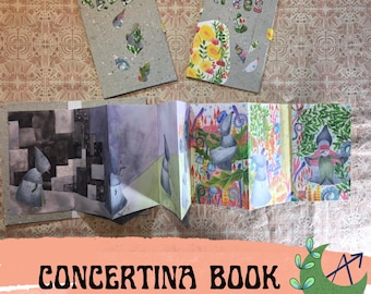 Trees Concertina Book - Accordion Book - Artist Book - Handmade book - Naturalist journal- Limited Edition - Wordless Storybook