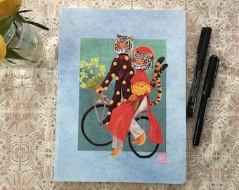 Tet Tigers Large Notebook - 7.25 x 10 - Sketchbook - Journal - Vietnam - animal lover - Year of the Tiger