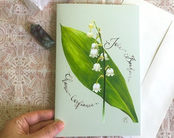 Lily of the Valley Greeting Card - Spring Flowers - Muguet - May Bells - Folklore - Language of Flowers