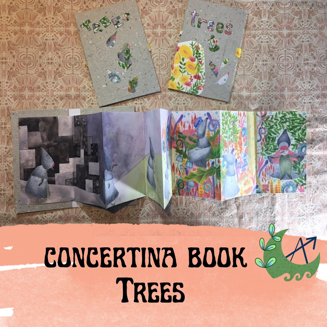 Trees Concertina Book Accordion Book Artist Book Handmade Book