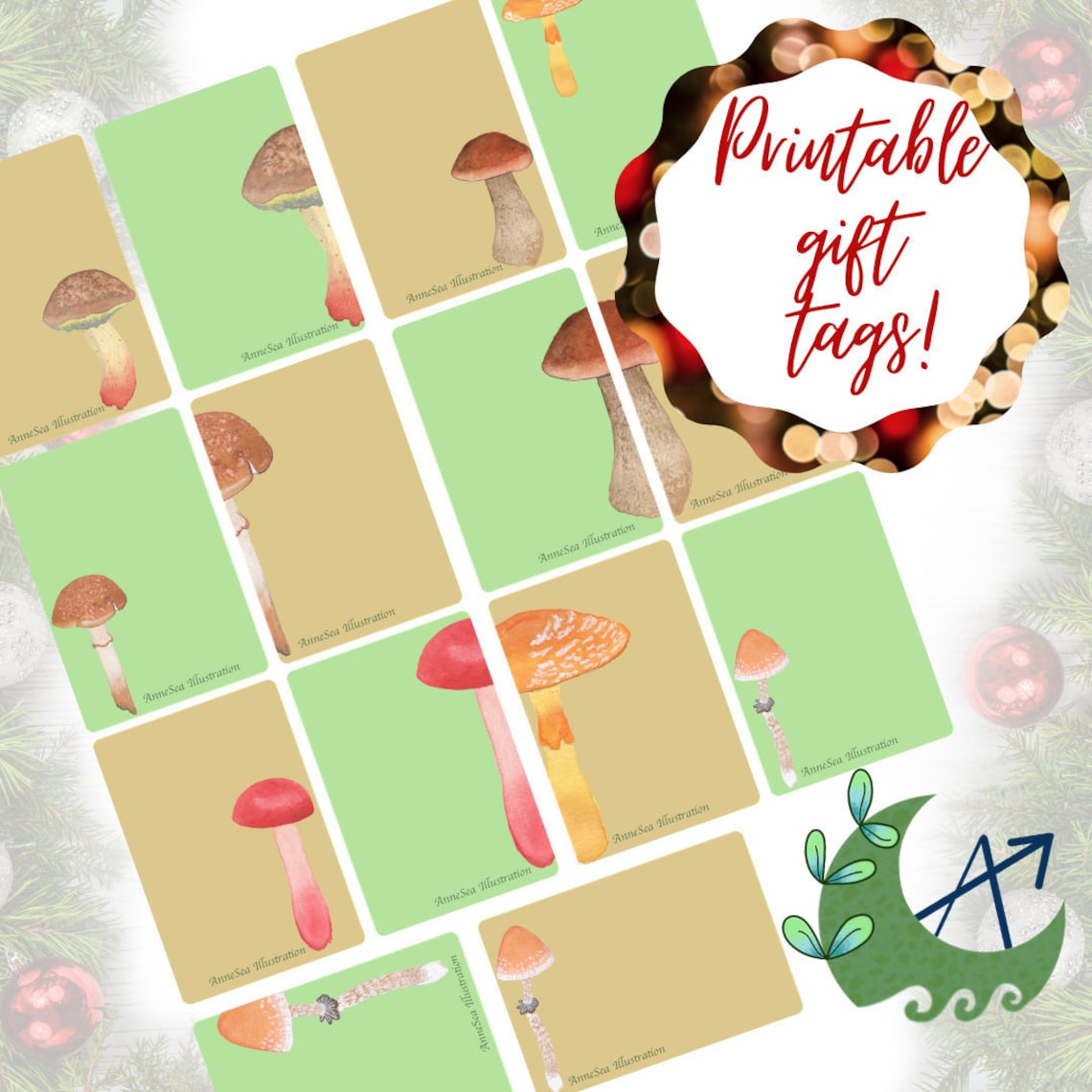 PDF Printable Gift Tags Lovely Mushrooms Mushrooms of | Etsy
