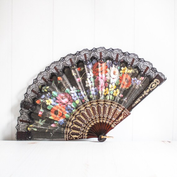 vintage floral folding fan