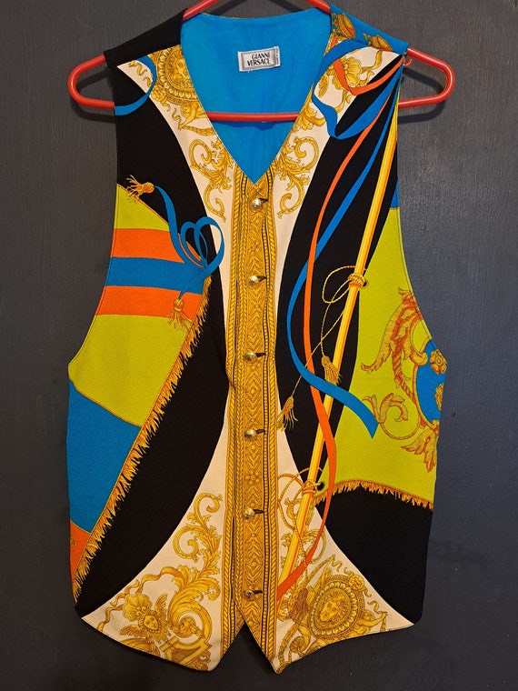 Vintage Gianni Versace Baroque Print  Mens Vest. … - image 1