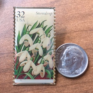 Snowdrop Garden Flowers Stamp Pin - Galanthus